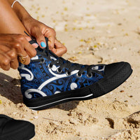 Aotearoa Maori Kowhaiwhai High Top Shoes Kikorangi Puhoro and Patiki