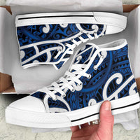 Aotearoa Maori Kowhaiwhai High Top Shoes Kikorangi Puhoro and Patiki