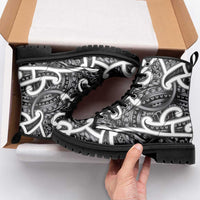 Aotearoa Maori Kowhaiwhai Leather Boots Kiwikiwi Puhoro and Patiki