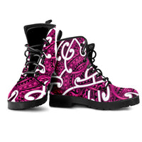 Aotearoa Maori Kowhaiwhai Leather Boots Mawhero Puhoro and Patiki