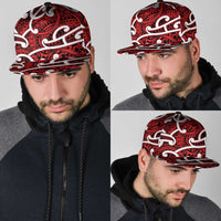 Aotearoa Maori Kowhaiwhai Snapback Cap Whero Puhoro and Patiki