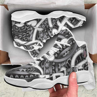 Aotearoa Maori Kowhaiwhai Sneakers J13 Kiwikiwi Puhoro and Patiki LT9 Grey - Polynesian Pride