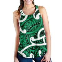 Aotearoa Maori Kowhaiwhai Women Racerback Tank Kakariki Puhoro and Patiki