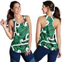 Aotearoa Maori Kowhaiwhai Women Racerback Tank Kakariki Puhoro and Patiki