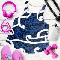 Aotearoa Maori Kowhaiwhai Women Racerback Tank Kikorangi Puhoro and Patiki