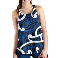 Aotearoa Maori Kowhaiwhai Women Racerback Tank Kikorangi Puhoro and Patiki