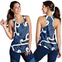 Aotearoa Maori Kowhaiwhai Women Racerback Tank Kikorangi Puhoro and Patiki