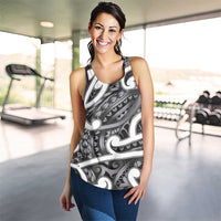 Aotearoa Maori Kowhaiwhai Women Racerback Tank Kiwikiwi Puhoro and Patiki