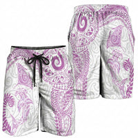 Aotearoa Maori Sea Animals Tribal Shorts for Men Manta Ray and Shark Moko Pattern Pink Color