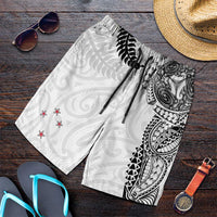 Aotearoa Volleyball Shorts for Men Silver Ferns and Maori Tribal White