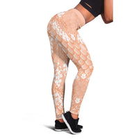 Apricot Mermaid Puakenikeni Maile Lei Leggings LT01 - Polynesian Pride