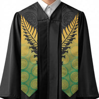 Australia New Zealand Rugby Graduation Stole Gradient Aboriginal Wallabies and Maori Black Fern - Polynesian Pride
