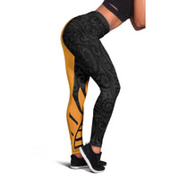 Australia New Zealand Rugby Leggings Gold Aboriginal Wallabies and Maori Black Fern - Polynesian Pride