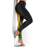 Australia New Zealand Rugby Leggings Gradient Aboriginal Wallabies and Maori Black Fern - Polynesian Pride