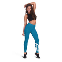 Azure Blue Maori Leggings Koru Kowhaiwhai