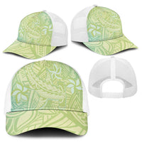 Baby Green Gradient Polynesia Mesh Trucker Cap Hawaiian Tribal Hammerhead Shark Tattoo - Polynesian Pride