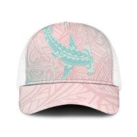 Baby Pink Gradient Polynesia Baseball Net Cap Hawaiian Tribal Hammerhead Shark Tattoo - Polynesian Pride