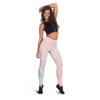Baby Pink Gradient Polynesia Leggings Hawaiian Tribal Hammerhead Shark Tattoo - Polynesian Pride