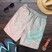 Baby Pink Gradient Polynesia Shorts for Men Hawaiian Tribal Hammerhead Shark Tattoo - Polynesian Pride