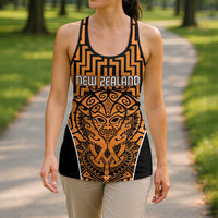 Basketball New Zealand Hollow Tank Top Gold Maori Ta Moko Indigenous - Polynesian Pride