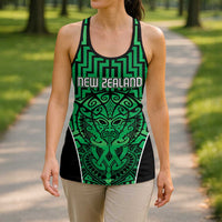 Basketball New Zealand Hollow Tank Top Green Maori Ta Moko Indigenous - Polynesian Pride