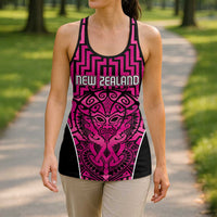 Basketball New Zealand Hollow Tank Top Pink Maori Ta Moko Indigenous - Polynesian Pride