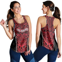 Basketball New Zealand Women Racerback Tank Red Maori Ta Moko Indigenous - Polynesian Pride
