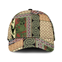 Beige Aotearoa Kowhaiwhai Pattern Classic Cap NZ Maori Quilt Style - Polynesian Pride