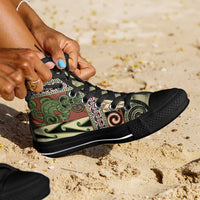 Beige Aotearoa Kowhaiwhai Pattern High Top Shoes NZ Maori Quilt Style - Polynesian Pride