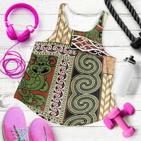 Beige Aotearoa Kowhaiwhai Pattern Women Racerback Tank NZ Maori Quilt Style - Polynesian Pride