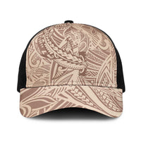 Beige Gradient Polynesia Baseball Net Cap Hawaiian Tribal Hammerhead Shark Tattoo - Polynesian Pride