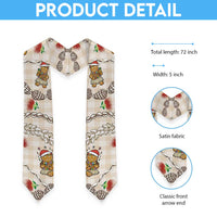 Beige Palaka Hawaii Mele Kalikimaka Graduation Stole Ohia Lehua Shell Leis Funny Gingerbread Santa - Polynesian Pride