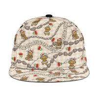 Beige Palaka Hawaii Mele Kalikimaka Snapback Cap Ohia Lehua Shell Leis Funny Gingerbread Santa - Polynesian Pride