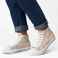 Beige Palaka Quilt Hawaii High Top Shoes Traditional Hawaii-plaid Pattern - Polynesian Pride