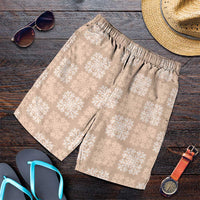 Beige Palaka Quilt Hawaii Shorts for Men Traditional Hawaii-plaid Pattern - Polynesian Pride
