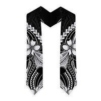 Black Aloha Hawaii Graduation Stole Polynesian Shark Tattoo With Plumeria - Polynesian Pride