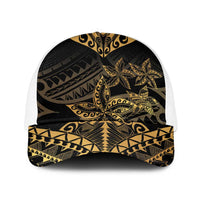 Black and Gold Polynesia Baseball Net Cap Plumeria Tattoo With Polynesian Pattern - Polynesian Pride