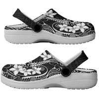 Black Hawaii Clogs Shoes Hammerhead Shark Tattoo Curve Polynesian - Polynesian Pride