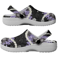 Black Hawaii Palaka Honohono Pikake Clogs Shoes Hawaiian Orchid Lei Polynesian Pattern - Polynesian Pride