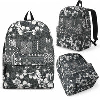 Black Hawaiian Tapa Tribal Hibiscus Backpack
