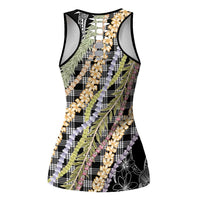 Black Palaka Hawaii Leis Hollow Tank Top Hawaiian-plaid Elegant Tropical Vibes - Polynesian Pride