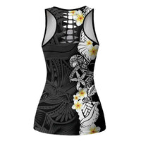 Black Samoa Tattoo Hollow Tank Top Plumeria Samoan Ocean Tatau Pattern - Polynesian Pride