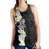 Black Samoa Tattoo Women Racerback Tank Plumeria Samoan Ocean Tatau Pattern - Polynesian Pride