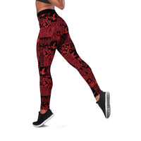 Black Tonga Kilisimasi Fiefia Leggings Pacific Patchwork Xmas Vibes - Polynesian Pride