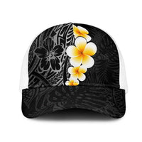 Black Tropical Plumeria With Galaxy Polynesian Art Mesh Trucker Cap - Polynesian Pride