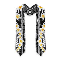 Black Vintage Tonga Ngatu Pattern With Plumeria Graduation Stole