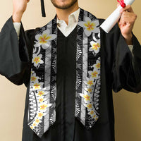 Black Vintage Tonga Ngatu Pattern With Plumeria Graduation Stole