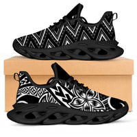 Black White New Zealand Taniko Motifs Clunky Sneakers Aotearoa Maori Plumeria Curve Style