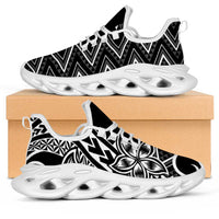 Black White New Zealand Taniko Motifs Clunky Sneakers Aotearoa Maori Plumeria Curve Style