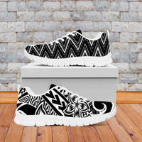 Black White New Zealand Taniko Motifs Sneakers Aotearoa Maori Plumeria Curve Style